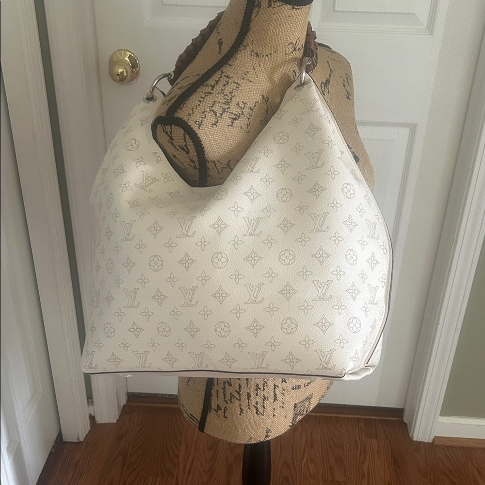 Chic White Monogram Hobo Bag